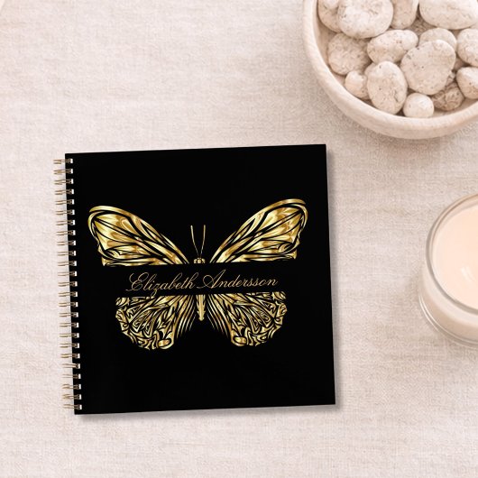 Butterfly Black Gold Notizblock