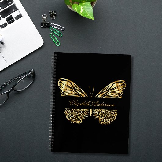 Butterfly Black Gold Notizblock