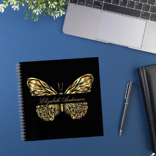 Butterfly Black Gold Notizblock