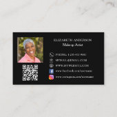 Butterfly Black Gold QR Code Foto Visitenkarte (Rückseite)