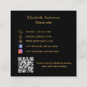 Butterfly Black Gold QR-Code Quadratische Visitenkarte (Rückseite)