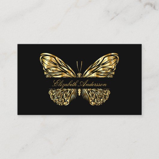 Butterfly Black Gold QR-Code Visitenkarte (Vorderseite)