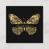Butterfly Black Gold QR-Foto Quadratische Visitenkarte (Vorderseite)