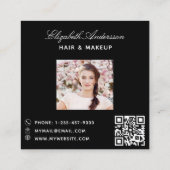 Butterfly Black Gold QR-Foto Quadratische Visitenkarte (Rückseite)
