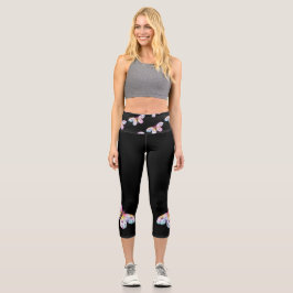 Butterfly Black High Waisted Capri Leggings