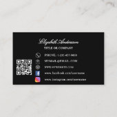 Butterfly Black Silver QR-Code Visitenkarte (Rückseite)