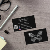 Butterfly Black Silver QR-Code Visitenkarte