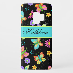 Butterfly Black Whimsy Flying Name Personalisiert Case-Mate Samsung Galaxy S9 Hülle
