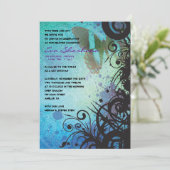 Butterfly Black Wirbel Bat Mitzvah Einladung (Stehend Vorderseite)