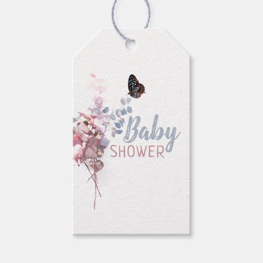Butterfly-Blätter, elegante Babydusche Geschenkanhänger (Vorderseite)