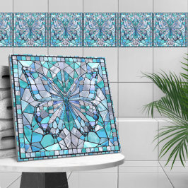 Butterfly - blaue Mosaikkunst Fliese