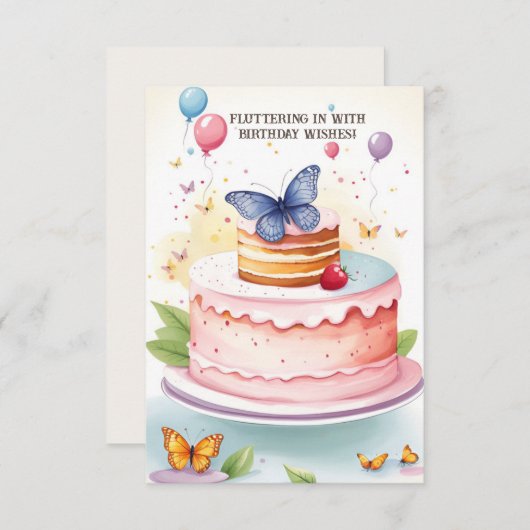 Butterfly Bliss Birthday Card Einladung (Vorne/Hinten)