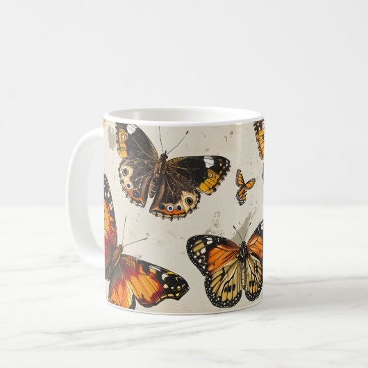 Butterfly Bliss: Vintag Kaffeetasse (Vorderseite Links)