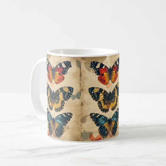 Butterfly Bliss: Vintag Kaffeetasse (Vorderseite Links)