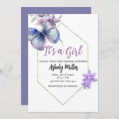 Butterfly Bloom Baby Dusche Einladung (Vorne/Hinten)