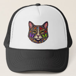 Butterfly Bloom Colorful Cat Portrait | Cats Mom Truckerkappe