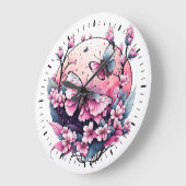 Butterfly Bloom Große Wanduhr (Winkel)