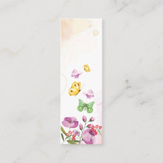 Butterfly Bloom Spring Mini Lesezeichen Calling Ca Telefonnummerkarte (Vorderseite)