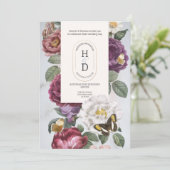 Butterfly Blooms Hochzeitssommer für moderne Blume Einladung (Stehend Vorderseite)