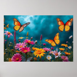 Butterfly Blossom Haven - Lebhafte Harmonie der Bl Poster