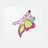 Butterfly Blossom Herz Fleecedecke (Vorderseite (Horizontal))