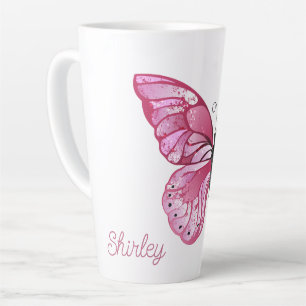 Butterfly Blossom Latte Tasse mit Individuelle Nam