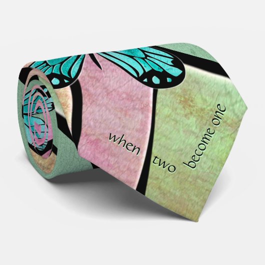 Butterfly Blue auf Smaragdgrüner Hochzeit Krawatte (Gerollt)