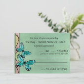 Butterfly Blue auf Smarald Green Einladung (Stehend Vorderseite)