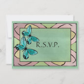 Butterfly Blue auf Smarald Green Einladung (Rückseite)