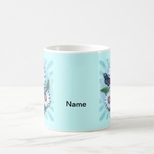 Butterfly Blue Daisies  Kaffeetasse (Mittel)
