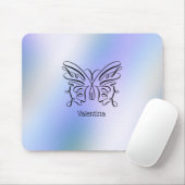 Butterfly Blue Lila Holographic Background Mousepad (Mit Mouse)