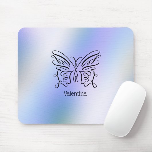 Butterfly Blue Lila Holographic Background Mousepad (Mit Mouse)