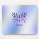 Butterfly Blue Lila Holographic Background Mousepad (Vorne)