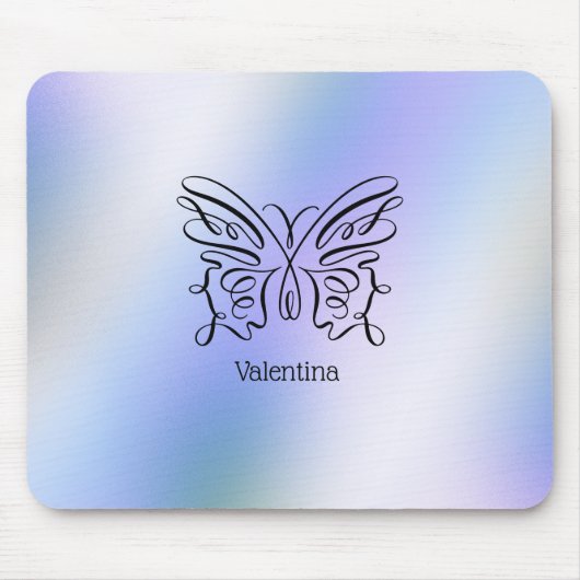 Butterfly Blue Lila Holographic Background Mousepad (Vorne)