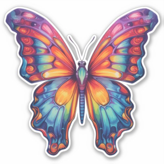 Butterfly Blue Orange Wings Aufkleber (Vorderseite)