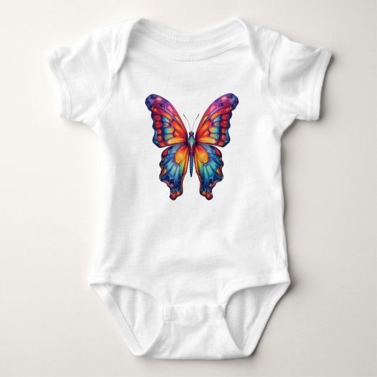 Butterfly Blue Orange Wings Baby Strampler (Vorderseite)