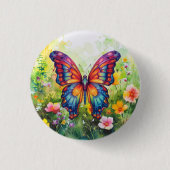 Butterfly Blue Orange Wings Button (Vorderseite)