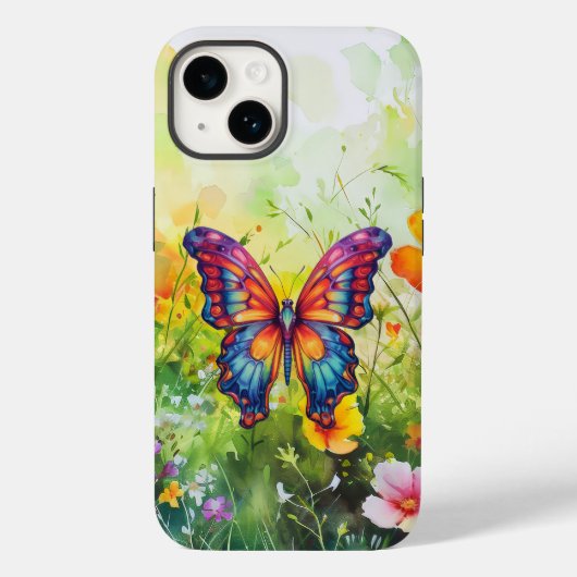Butterfly Blue Orange Wings Case-Mate iPhone Hülle (Rückseite)