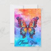 Butterfly Blue Orange Wings Dankeskarte (Vorderseite)