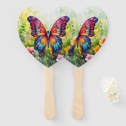 Butterfly Blue Orange Wings Fächer (Vorne und Hinten)