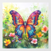 Butterfly Blue Orange Wings Fensteraufkleber (Blatt)