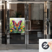 Butterfly Blue Orange Wings Fensteraufkleber (Büro Tür)