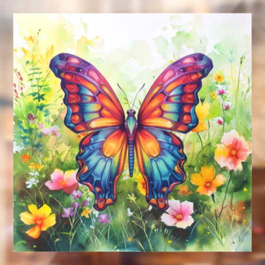 Butterfly Blue Orange Wings Fensteraufkleber (Blatt 2)