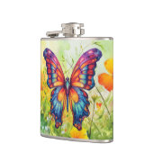 Butterfly Blue Orange Wings Flachmann (Links)