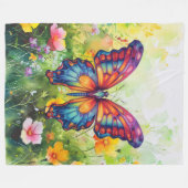 Butterfly Blue Orange Wings Fleecedecke (Vorderseite (Horizontal))