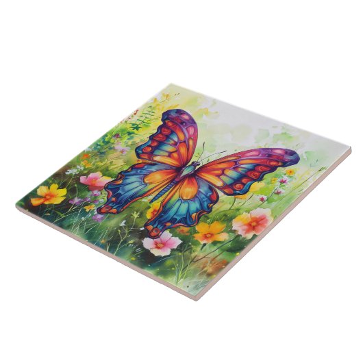 Butterfly Blue Orange Wings Fliese (Seite)