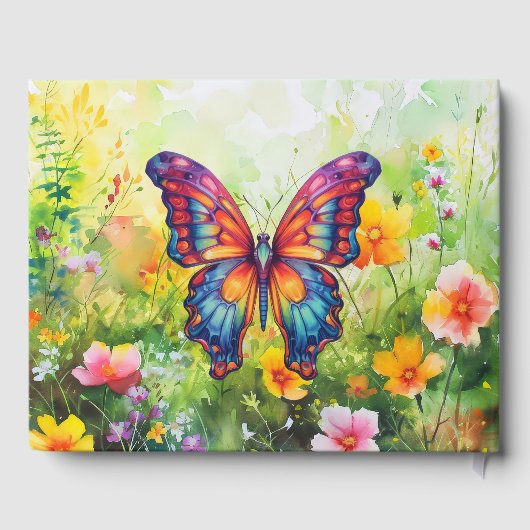 Butterfly Blue Orange Wings Gästebuch (Rückseite)