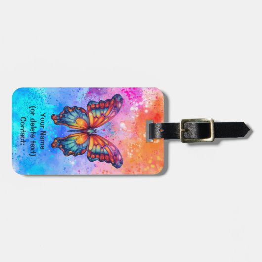 Butterfly Blue Orange Wings Gepäckanhänger (Vorderseite horizontal)