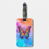 Butterfly Blue Orange Wings Gepäckanhänger (Rückseite vertikal)