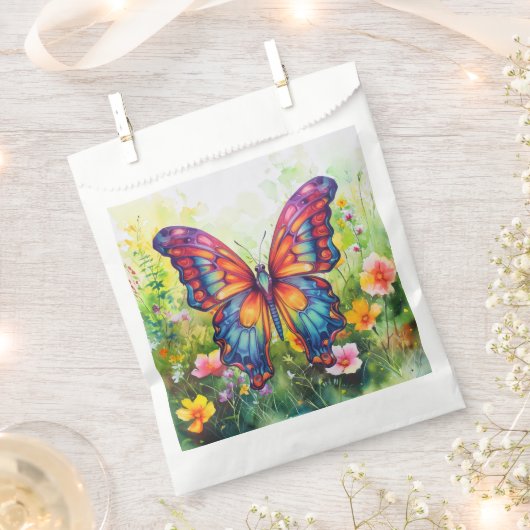 Butterfly Blue Orange Wings Geschenktütchen (Ausgeschnitten)